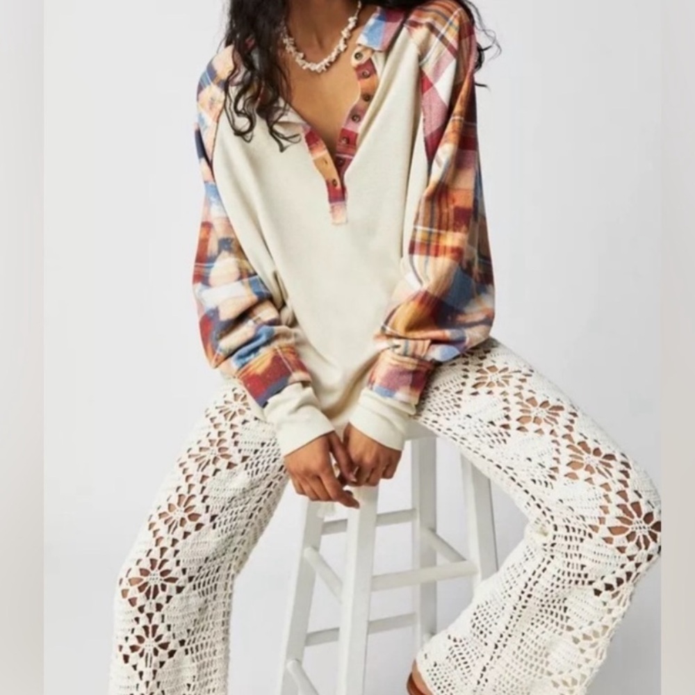 ⭐️Free people Isabelle thermal sweater plaid⭐️